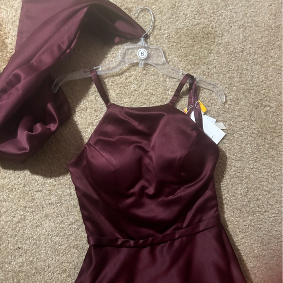 Formal Dress with Shawl in Wine color - Picture 7 of 8